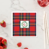 Serviette En Papier Royal Stewart Christmas MONOGRAS Plaid Wreath (En situation)