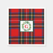 Serviette En Papier Royal Stewart Christmas MONOGRAS Plaid Wreath (Devant)
