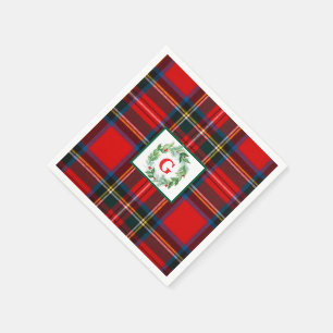 Serviette En Papier Royal Stewart Christmas MONOGRAS Plaid Wreath