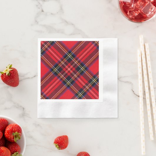 Serviette En Papier Royal Stewart tartan rouge noir plaid (En situation)