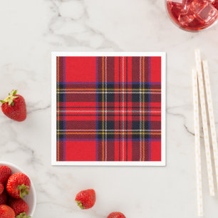 Serviette En Papier Royal Stewart tartan rouge noir plaid