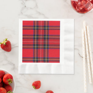 Serviette En Papier Royal Stewart tartan rouge noir plaid