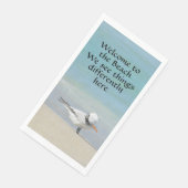 Serviette En Papier Royal Tern Bienvenue sur la plage Photographie (Coin)