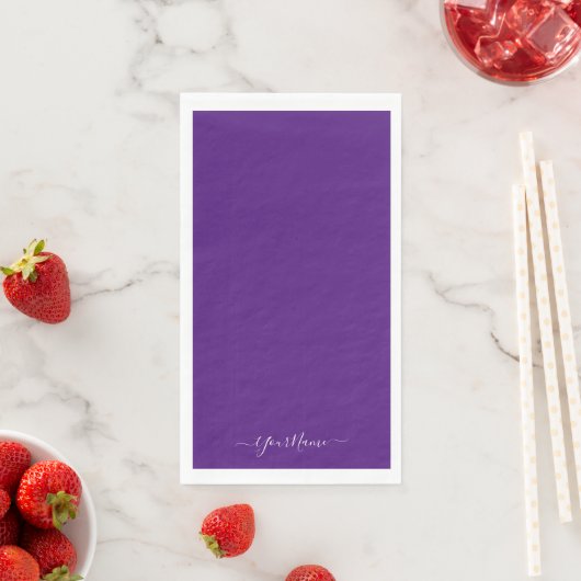 Serviette En Papier Royal violet - élégant script (En situation)