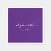 Serviette En Papier Royal violet - élégant script personnalisé (Devant)