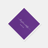 Serviette En Papier Royal violet - élégant script personnalisé (Coin)