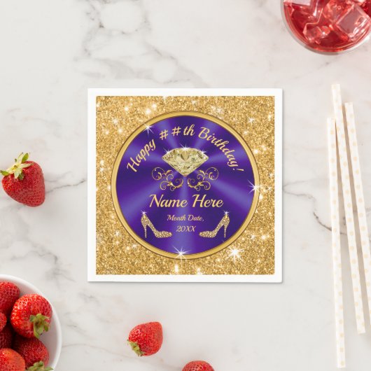 Serviette En Papier Royal violet, or, serviettes d'anniversaire Person (En situation)