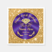 Serviette En Papier Royal violet, or, serviettes d'anniversaire Person (Devant)