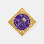 Serviette En Papier Royal violet, or, serviettes d'anniversaire Person (Coin)