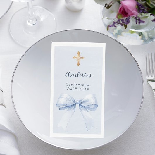 Serviette En Papier Ruban croisé bleu clair de confirmation