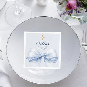 Serviette En Papier Ruban croisé bleu clair de confirmation fille
