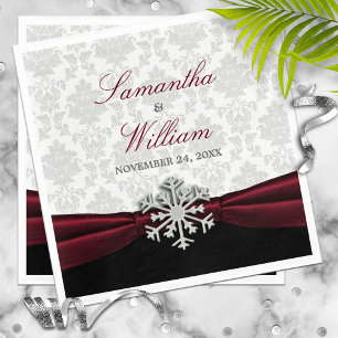 Serviette En Papier Ruban de Bourgogne Mariage d'hiver