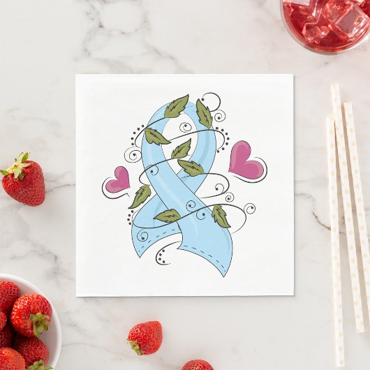 Serviette En Papier Ruban de sensibilisation bleu