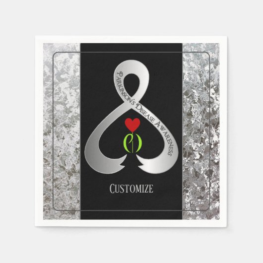 Serviette En Papier Ruban de sensibilisation de Parkinson Noir et arge (Devant)