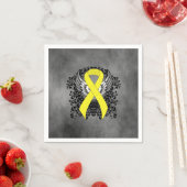 Serviette En Papier Ruban de sensibilisation jaune avec ailes (En situation)