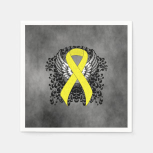 Serviette En Papier Ruban de sensibilisation jaune avec ailes
