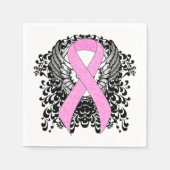 Serviette En Papier Ruban de sensibilisation rose avec ailes (Devant)
