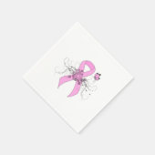 Serviette En Papier Ruban de sensibilisation rose avec papillon (Coin)