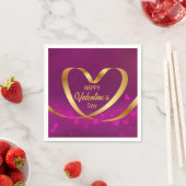 Serviette En Papier Ruban Heureuse Sainte-Valentin Purple Gold Heart (En situation)