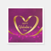 Serviette En Papier Ruban Heureuse Sainte-Valentin Purple Gold Heart (Devant)