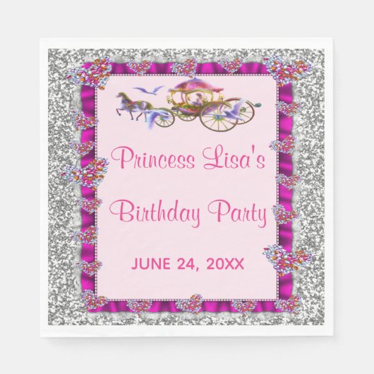Serviette En Papier Ruban rose Parties scintillant d'argent Royal Prin (Devant)