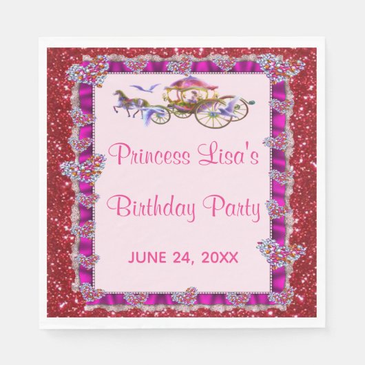 Serviette En Papier Ruban rose Parties scintillant rouge Royal Princes (Devant)