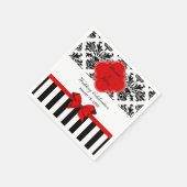Serviette En Papier Ruban rouge noir blanc en bande Damask (Coin)