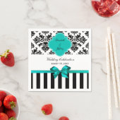 Serviette En Papier Ruban Turquoise noir blanc à ruban (En situation)