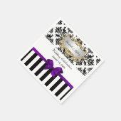 Serviette En Papier Ruban violet noir blanc en bande Damask (Coin)