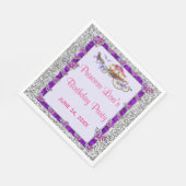 Serviette En Papier Ruban violet Parties scintillant d'argent princess (Coin)