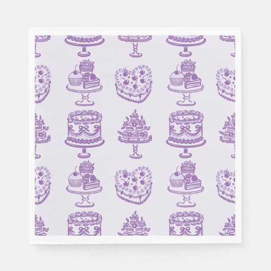 Serviette En Papier Ruban Violet Rétro Coquette Gâteau Saint Valentin  (Devant)