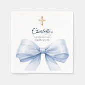 Serviette En Papier Rubans bleu clair de confirmation croix (Devant)