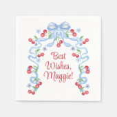 Serviette En Papier Rubans de cerisier Grandmillennial à l'aquarelle (Devant)