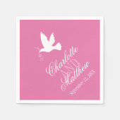 Serviette En Papier rubans de colombe blanche mariage roses serviettes (Devant)