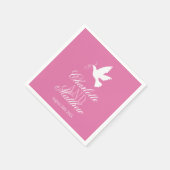 Serviette En Papier rubans de colombe blanche mariage roses serviettes (Coin)