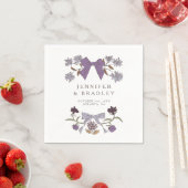 Serviette En Papier Rubans et Mariage de fleurs Lilac Boho (En situation)