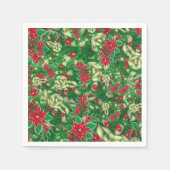 Serviette En Papier Rubans Feuille Poinsettia Fir Noël Floral | (Devant)