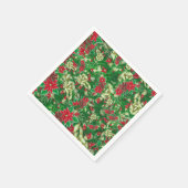 Serviette En Papier Rubans Feuille Poinsettia Fir Noël Floral | (Coin)