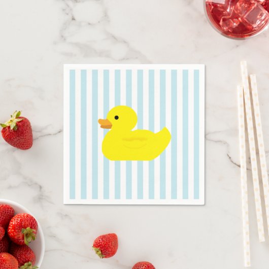 Serviette En Papier Rubber Duck Party Blue Stripe (En situation)