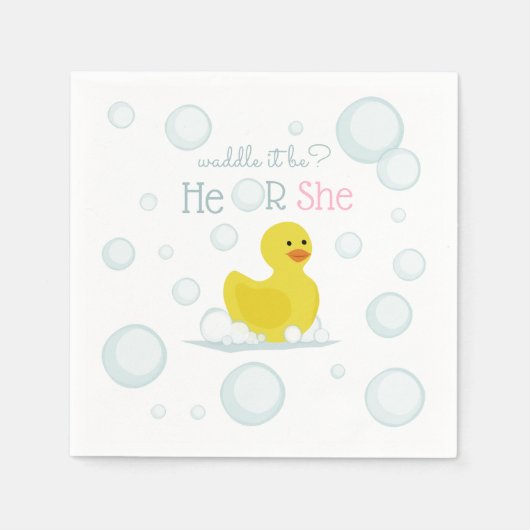 Serviette En Papier Rubber Duck Waddle It Be Gender Reveal (Devant)