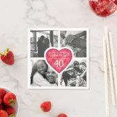 Serviette En Papier Ruby 40e anniversaire de mariage coeur quatre phot (En situation)