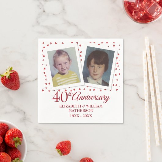 Serviette En Papier Ruby 40e anniversaire de Mariage Photos d'enfance (En situation)