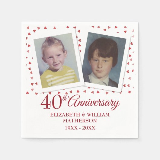 Serviette En Papier Ruby 40e anniversaire de Mariage Photos d'enfance (Devant)