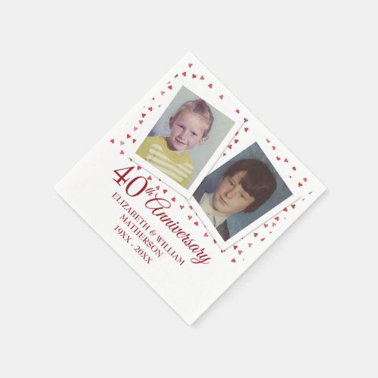 Serviette En Papier Ruby 40e anniversaire de Mariage Photos d'enfance (Coin)