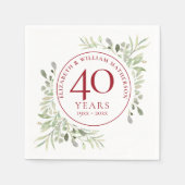 Serviette En Papier Ruby 40e anniversaire Mariage Pays verdure (Devant)