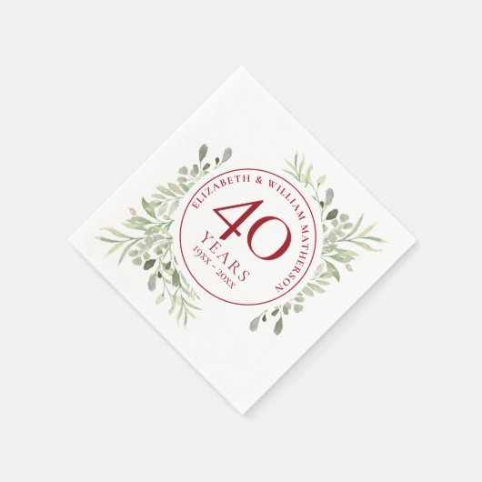 Serviette En Papier Ruby 40e anniversaire Mariage Pays verdure (Coin)