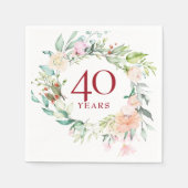 Serviette En Papier Ruby 40e anniversaire Mariage Rose Garland (Devant)