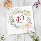 Serviette En Papier Ruby 40e anniversaire Mariage Rose Garland