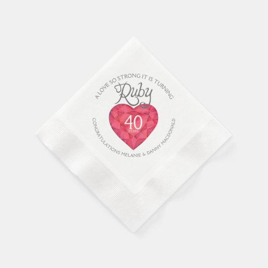 Serviette En Papier Ruby 40ème mariage Anniversaire des serviettes d'a (Coin)