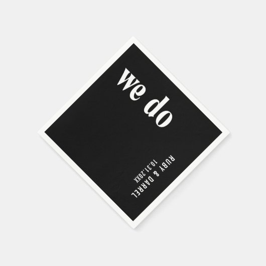 Serviette En Papier Ruby Black Mariage moderne (Coin)